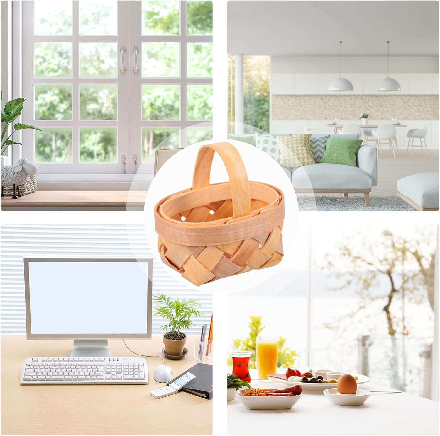 36 Stück gewebte Mini-Körbe mit Griffen, Bauernhaus, kleiner Korb, Hochzeitskörbe, Aufbewahrungskorb für Hochzeit, Party, Gastgeschenke, Baumdekoration, Basteln, Holz