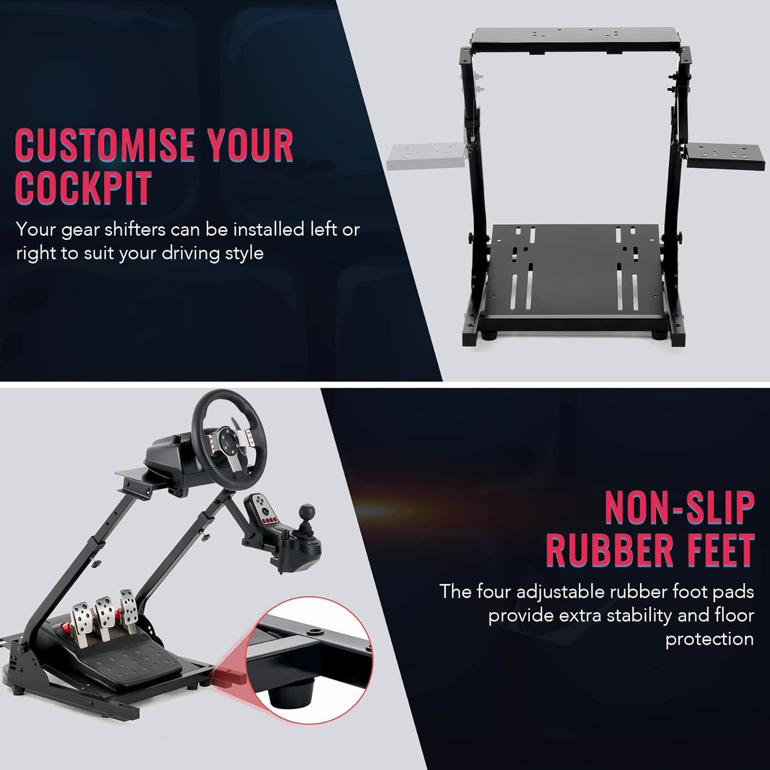 Black Friday - 80% OFF CO-Z Foldable Racing Steering Wheel Stand, Height Adjustable Plus Gearshift Mount Compatible with Logitech G920 G27 G25 G29 Racing Wheel and Pedal, Thrustmaster T80 T150 TX F430 Gaming Wheel Stand