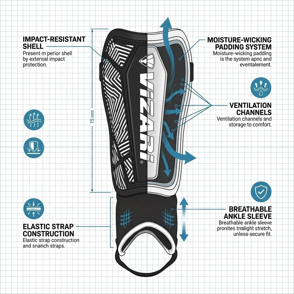 Vizari Malaga Soccer Shin Guards for Kids | Soccer Gear for Boys Girls | Protective Soccer Equipment | Adjustable Straps