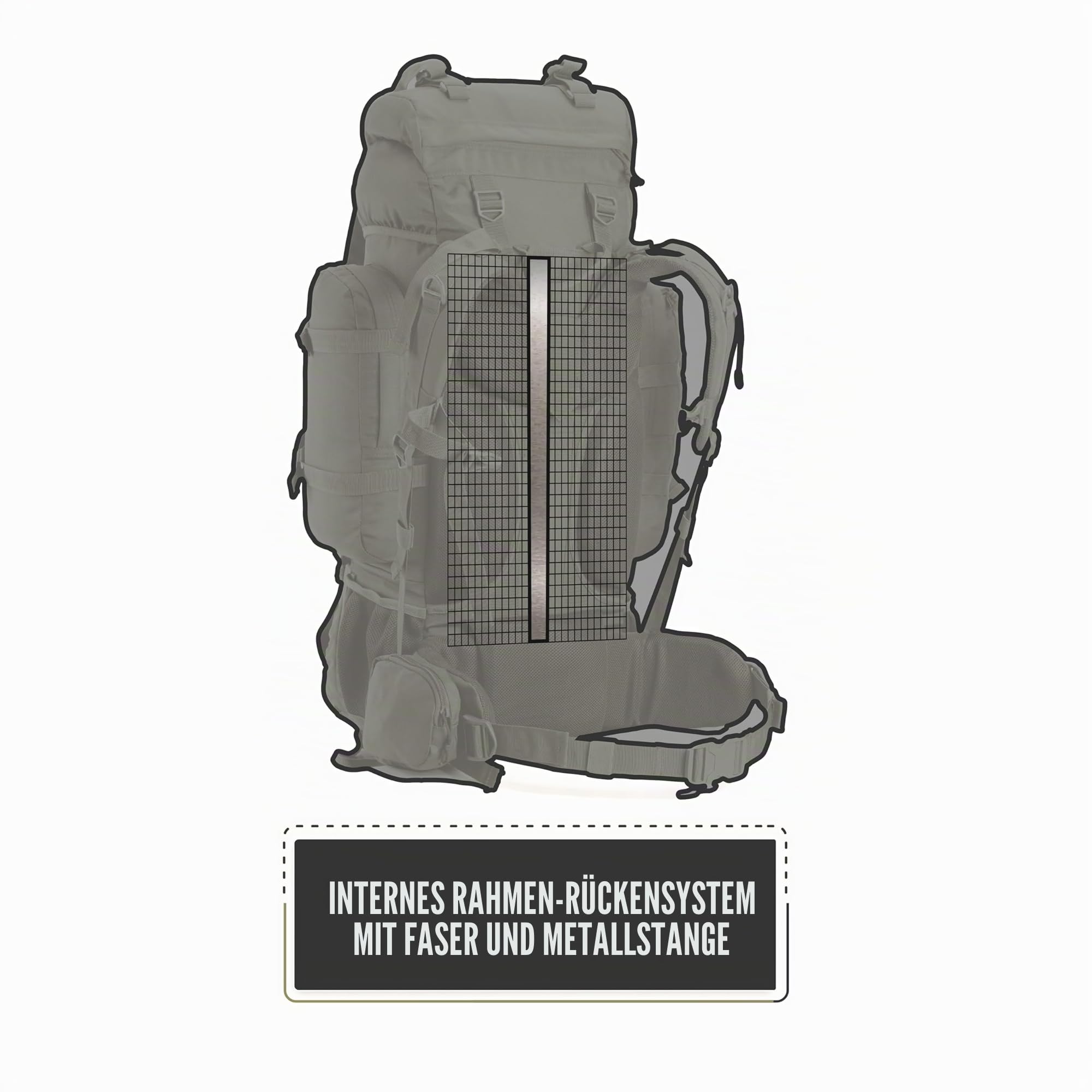 Tripole Rucksack Der Colonel-Serie Mit Innenrahmen - Mit Abnehmbarem Tagesrucksack Und Regenhülle