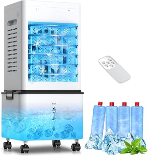 12L Evacuationless Mobile Air Conditioner, 3-in-1 Portable Air Cooler with 6 Speed, Silent Mobile Air Conditioner with Remote Control, 24H Timer, 45W Energy Efficient Air Cooler