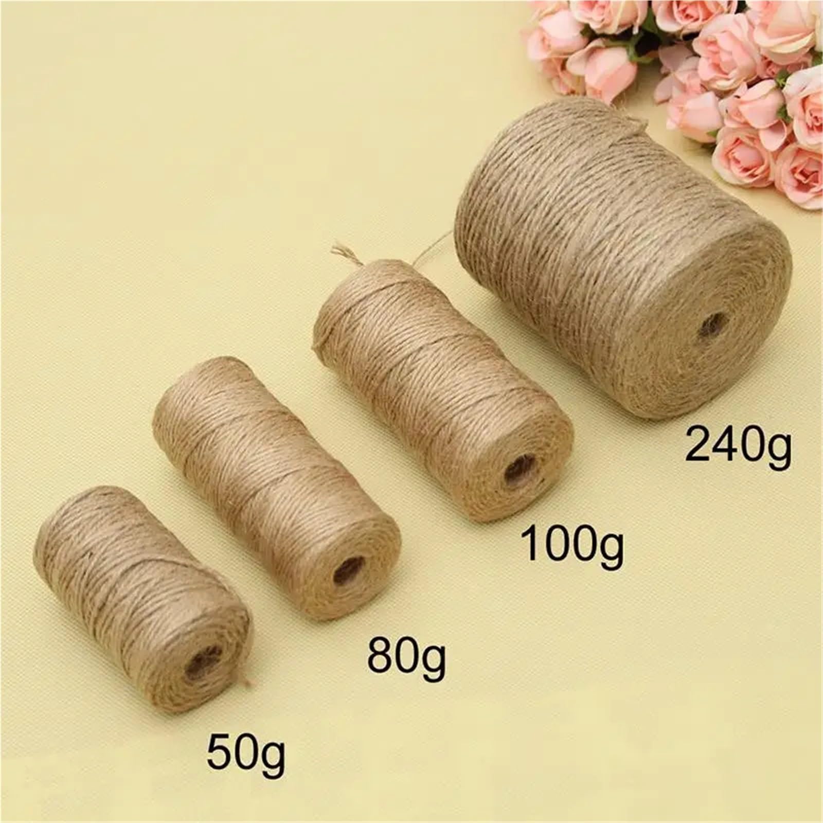 100/300 Meter Jute-Seil, Schnur, Sackleinen, Band, Basteln, Nähen, DIY, Jute, Hanf, Hochzeit, Party, Dekoration Für Camping Garten
