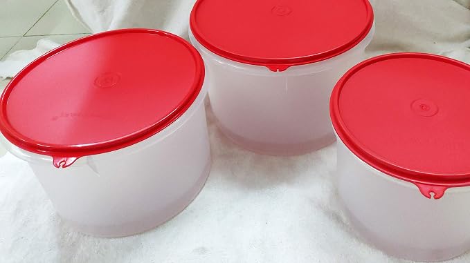 Aspiration's Tupperware Super Storer Plastic Airtight Storage Container - Set of 3 (1 Piece Large-5 L, 1 Piece Medium-3 L, 1 Piece Small-2.5 L) with Free Soft Cotton Handkerchief