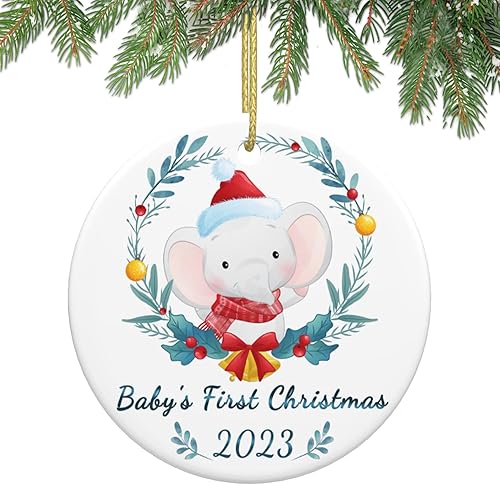 Adorno de Navidad para bebé 2023, adorno de recuerdo para bebé recién nacido, decoración colgante de cerámica de 3 pulgadas para árbol de Navidad,