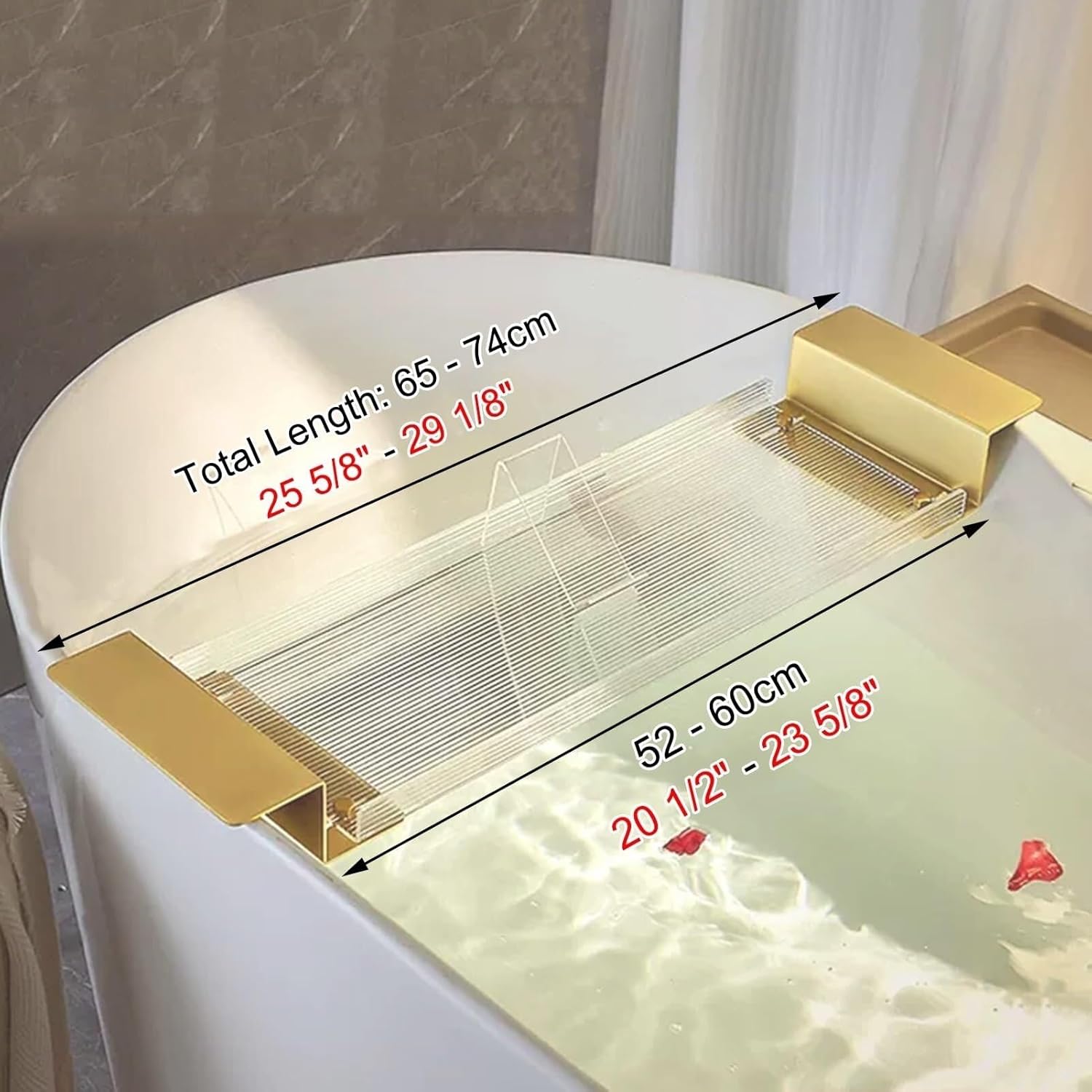 Bath Tray Adjustable Tub Organizer Storage Tray, Bathtub Caddy Tray for Luxury Bath Tub, Expandable Bridge Shower Shelves Tray, Bathroom Accessories,6574cm(25 5/8