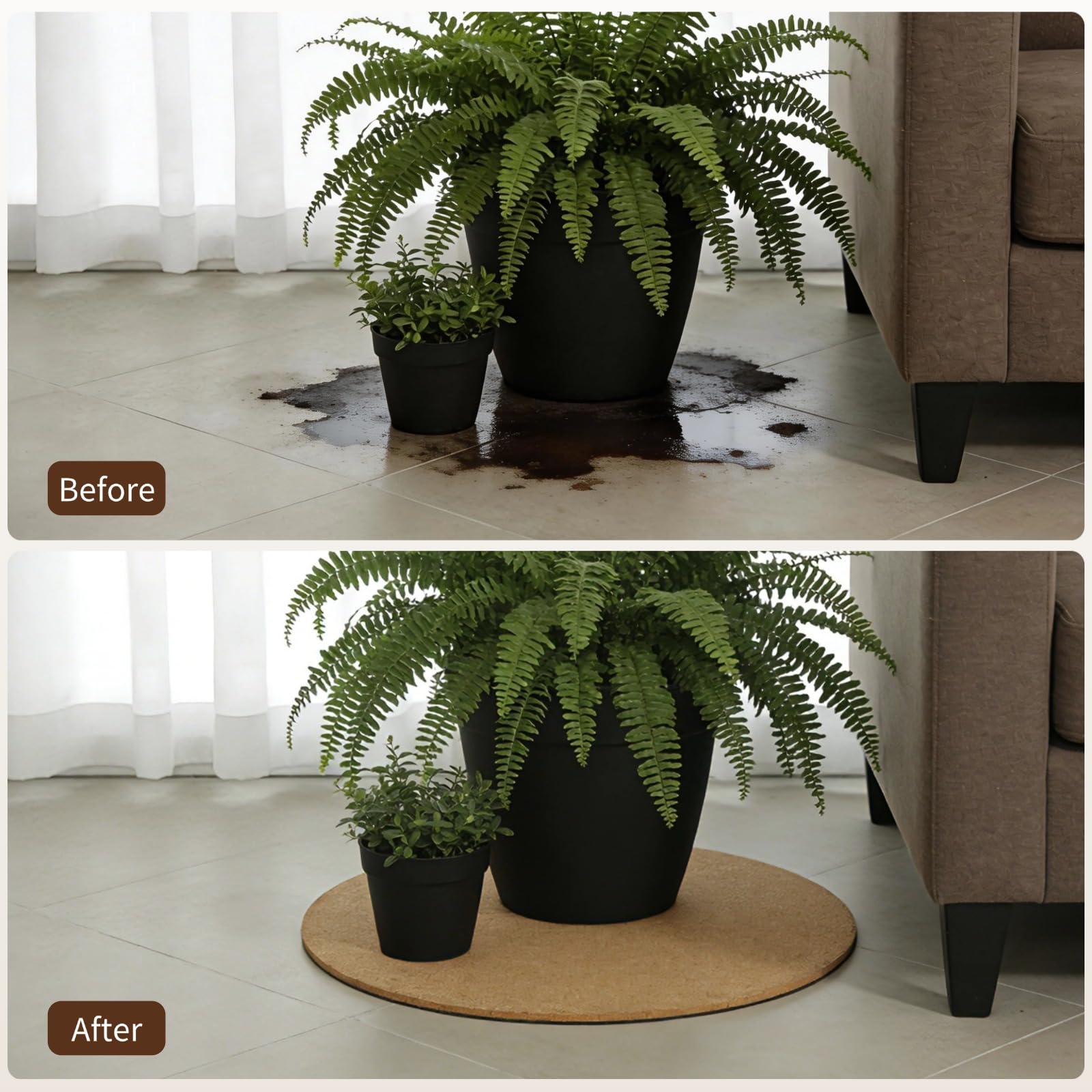 Kork-Blumentopfmatten, runde Pflanzpads in 10,2 cm, 15,2 cm, 20,3 cm und 25,4 cm, saugfähige, rutschfeste Untersetzer, Möbel- und Tischschutz für Innengrüne, Garten und Bastelprojekte, 12