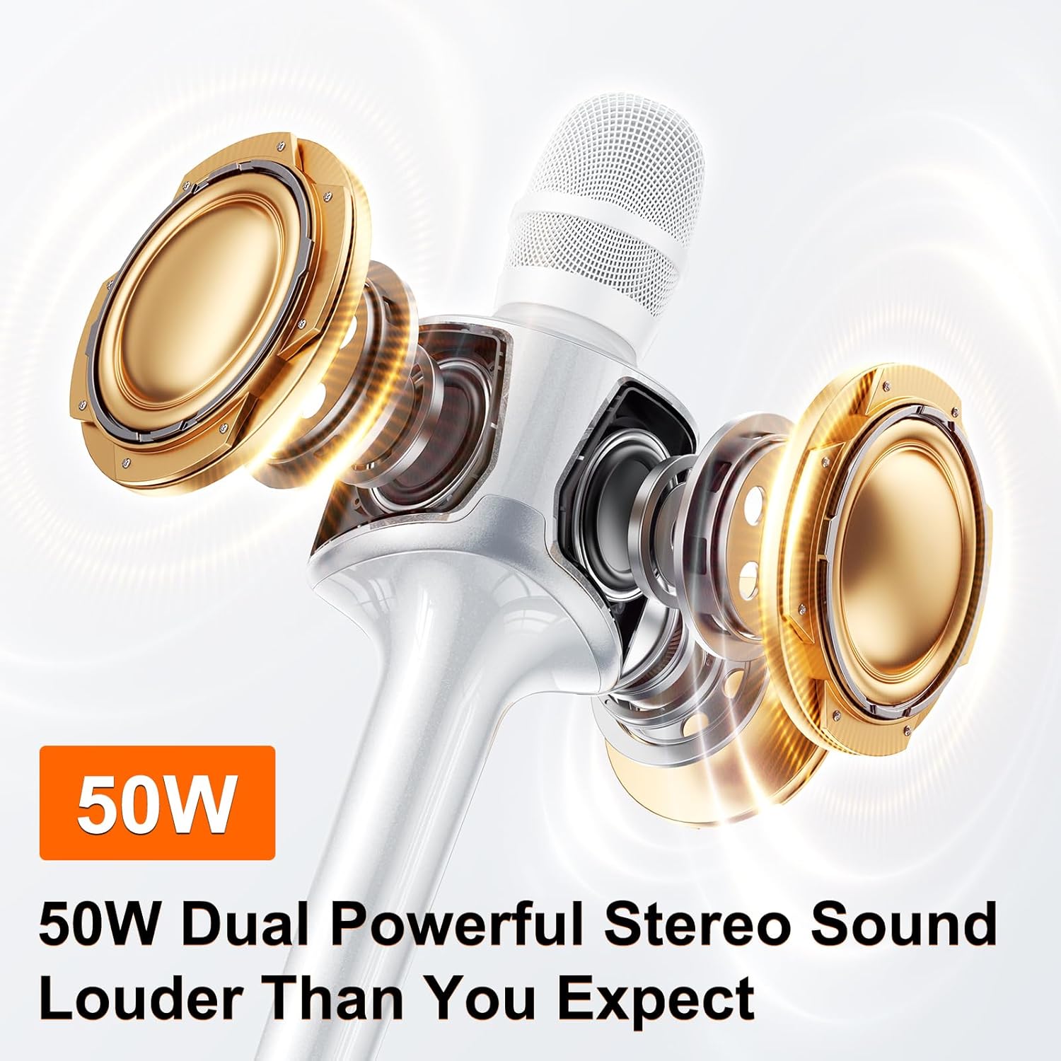 Karaoke Microphone with Screen,Echo Adjustment & Auto Pitch Correction,50W Bluetooth Karaoke Mic with Speaker,TWS,Built-in Recording,Portable Karaoke Machine for Kids Adults,Car,Home,Party