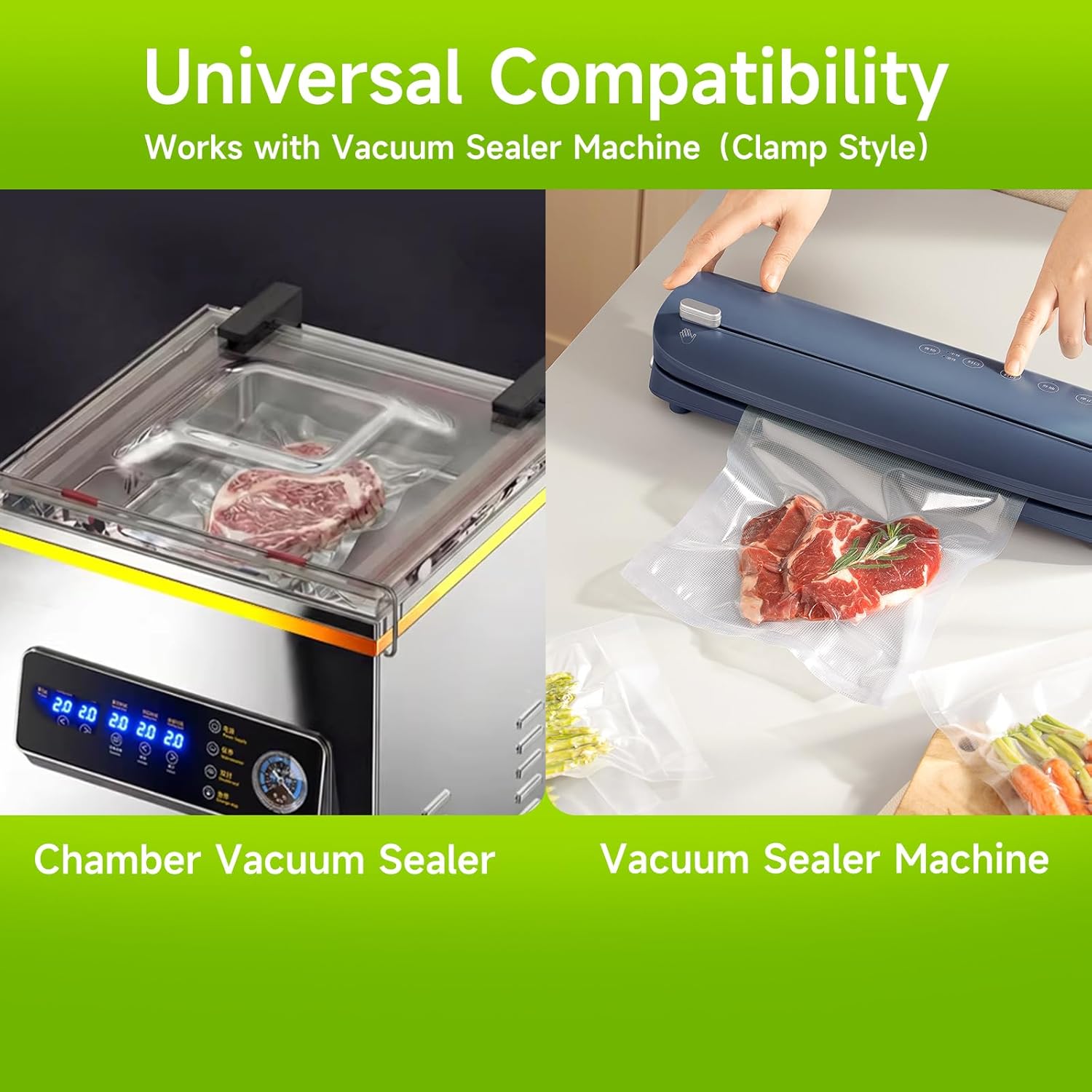 Vacuum Sealer Bags for Food, 8 Pack 4 Rolls 11" x 20' + 4 Rolls 8" x 20' Commercial Grade Vacuum Seal Bags Rolls, BPA Free, Customizable Size for Sous Vide, Freezer