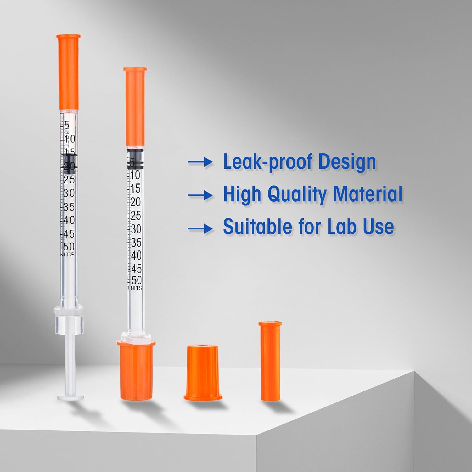 1/2cc Syringe for Lab, 100 Pack Disposable Wrapped with 31Ga 6mm/0.25in