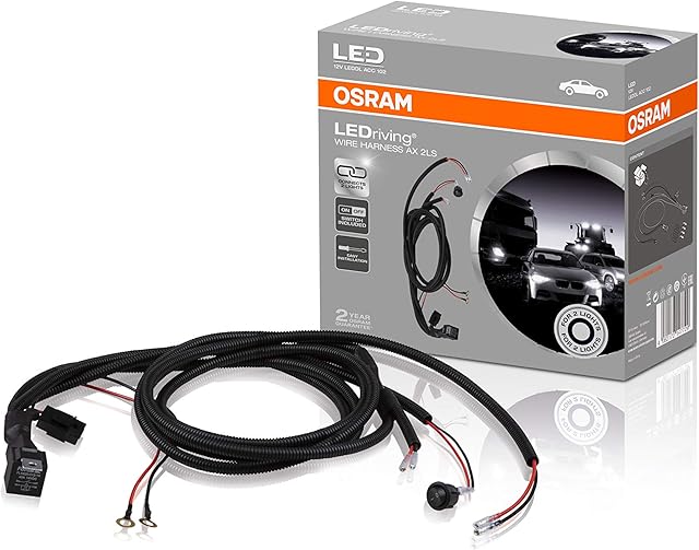 LEDriving WIRE HARNESS AX 2LS, wiązka przewodów do listew samochodowych, zestaw wiązek do listwy świetlnej, komplet kabli do montażu dwóch źródeł światła, adapter do reflektorów samochodowych