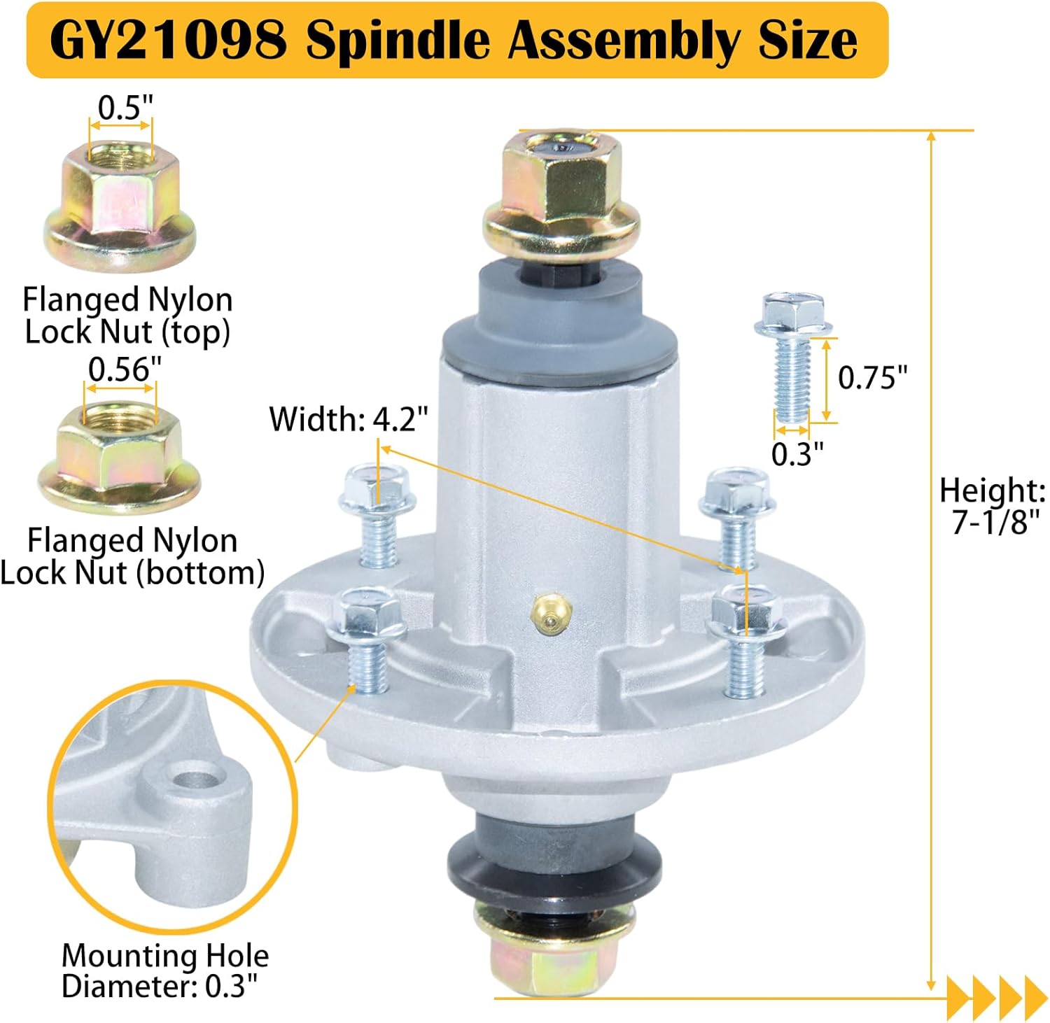 Pre-Greased AUC15811 Spindle with GX20367 Pulley Replaces Spindle Assembly - AUC15811 Spindle GY21098 Spindle Assembly GY20454 GX20367 UC23728 for D125 D130 E100 Tractors