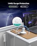Couvercle de sortie Extension cordon court 3ft, NUTICT Flat Plug bande de puissance avec 8 Sorties & 3 USB-C & 1 USB-A Port, 13A/1625W, 1440J Protecteur de surpression, intérieur 3 Plug mural plat pour les espaces serrés, blanc