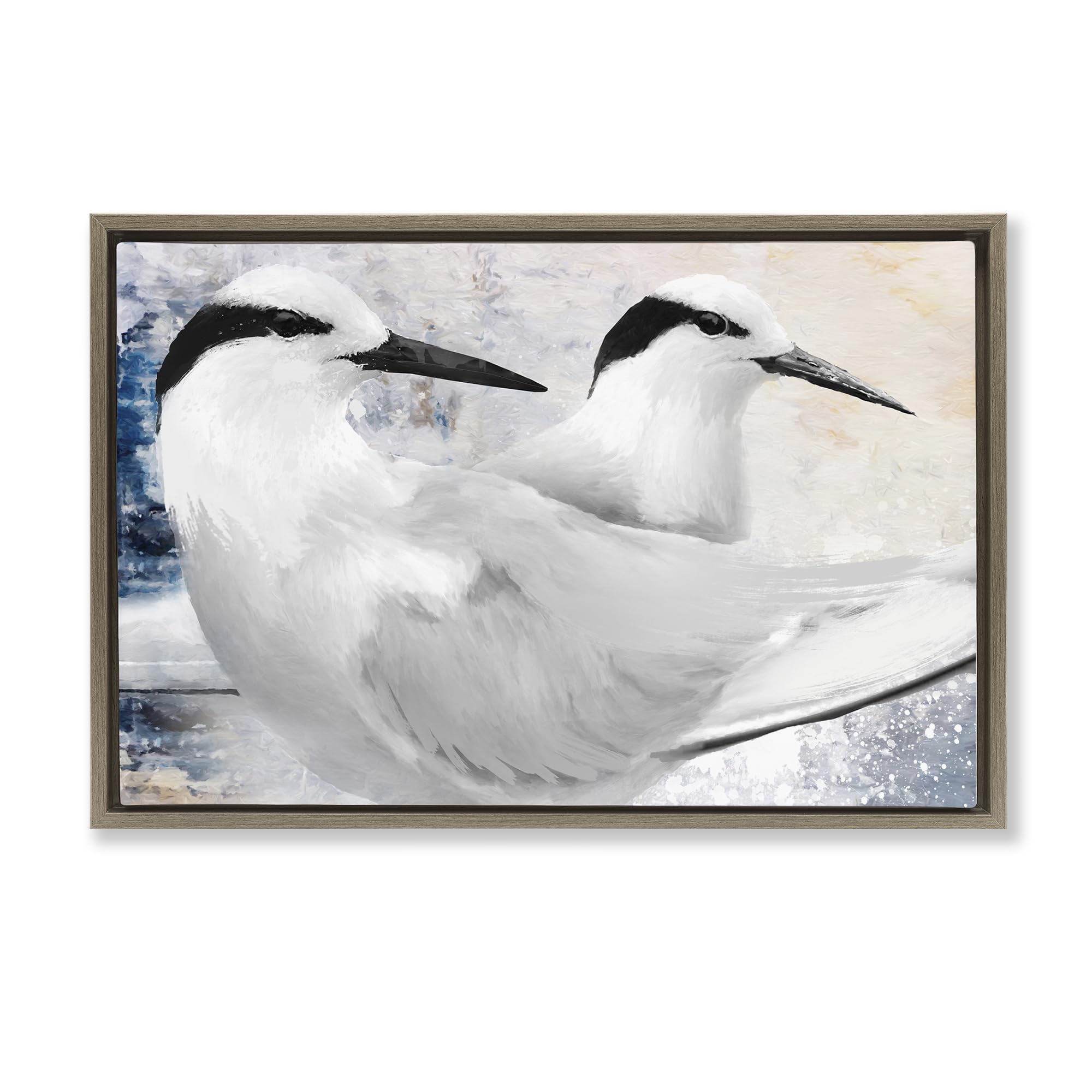 Stupell Industries 'Black Naped Tern', Floating Frame Canvas Art, Brown, 31 x 21 Inches, Easy to Hang and Sturdy, Made in USA, by Porter Hastings