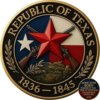 Republic of Texas Legacy Coin, Lone Star Texas Commemorative Challenge Coin, 1836 Republic of Texas Historical Collectible...