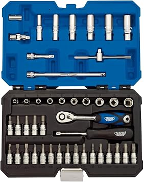 Draper 16446 Square Drive Socket Set, Silver, 1/4-Inch