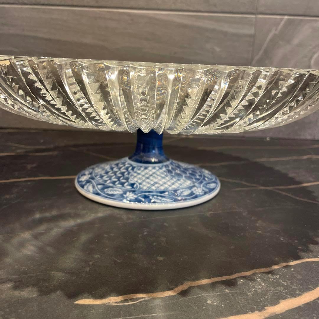 三洋陶器 龍峯窯 祥瑞 高台皿 ガラスコンポート皿 大皿 大鉢 三洋陶器