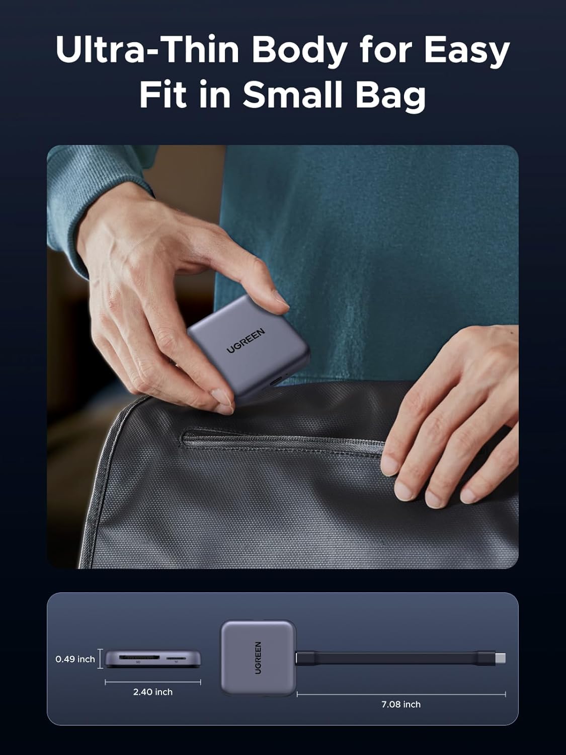 UGREEN Magnetic USB C SD 4.0 Card Reader, Portable Micro SD Card Reader Memory Card Reader Adapter for iPhone 16/15 MacBook Compatible 312MB/s SD/TF/Micro SD