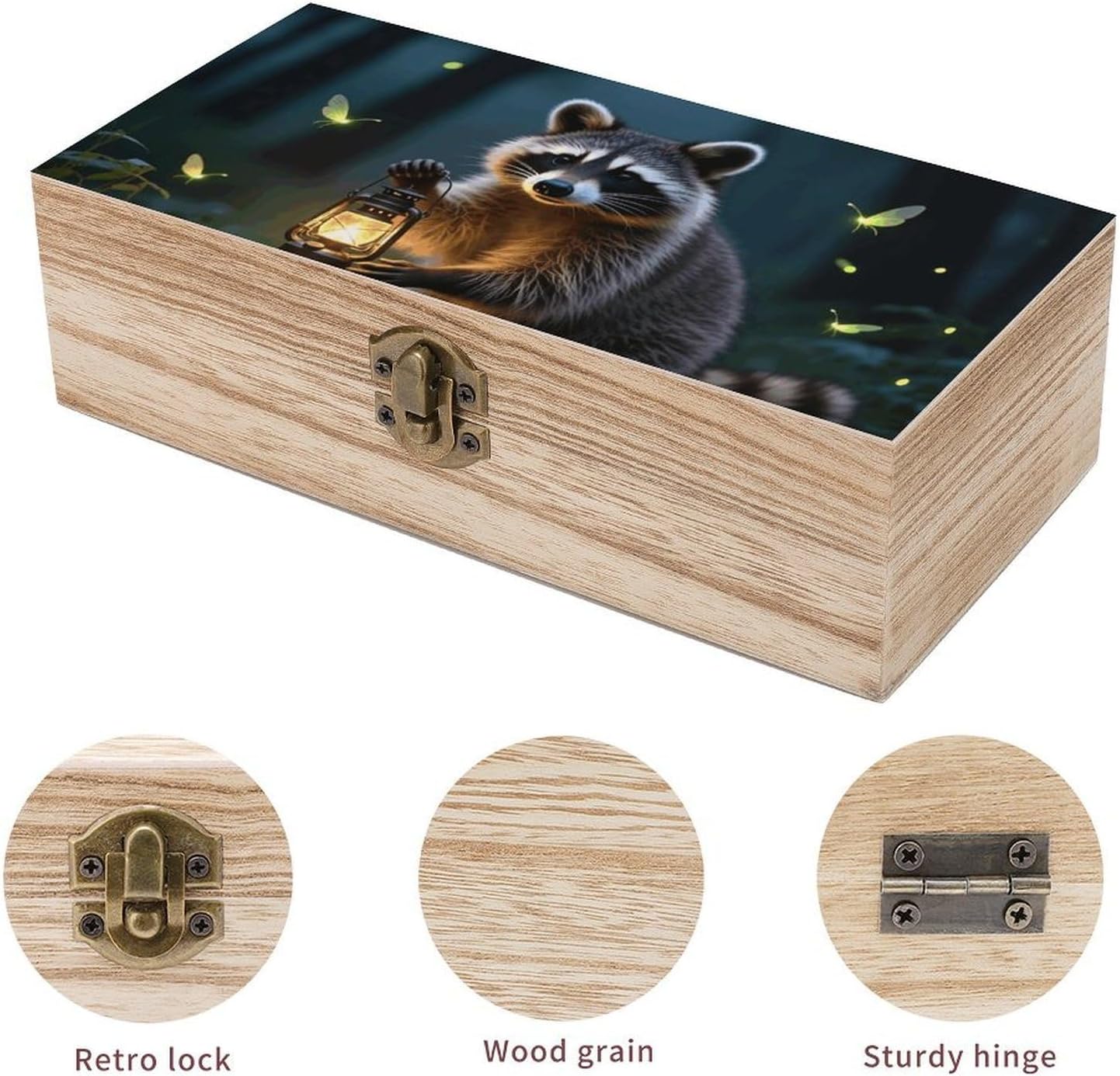 Searching for Light in The Misty Forest Wooden Storage Box Vintage Decorative Storage Case Multi-Functional Wooden Organizer Box with Exquisite Pattern for Home Desktop Organization & Gift Giving image 3
