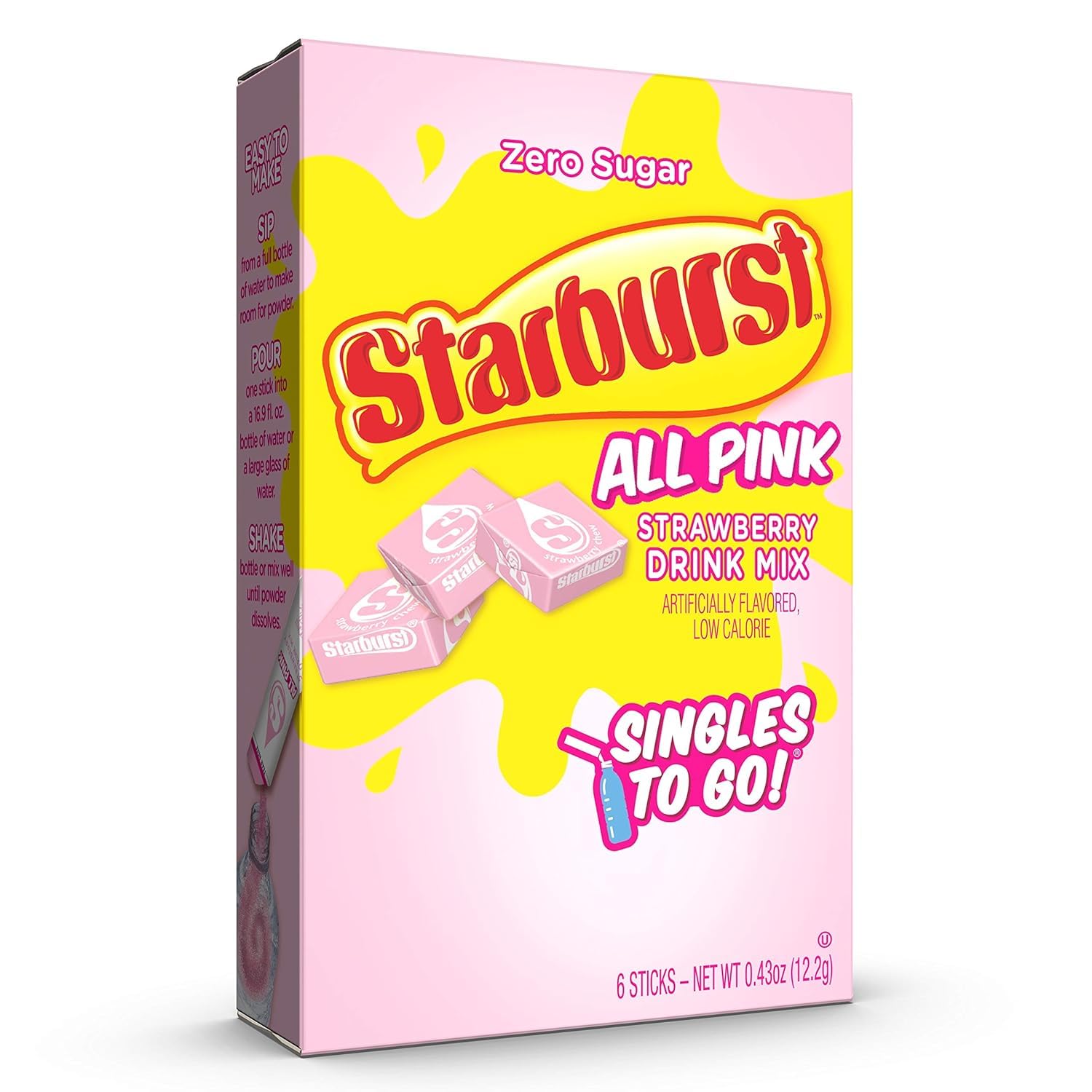 Starburst Singles To Go Powdered Drink Mix, Strawberry, 1 Box with 6 Packets - 6 Total Servings