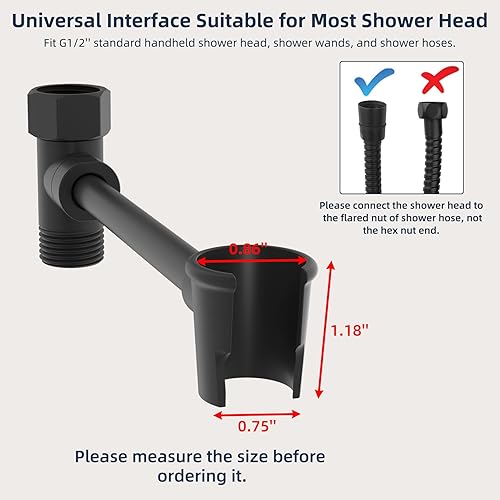 Miniatura 5 de Hibbent Soporte para cabezal de ducha de metal, soporte ajustable de latón macizo para cabezal de ducha de mano, vagabundo, rociador, soporte de