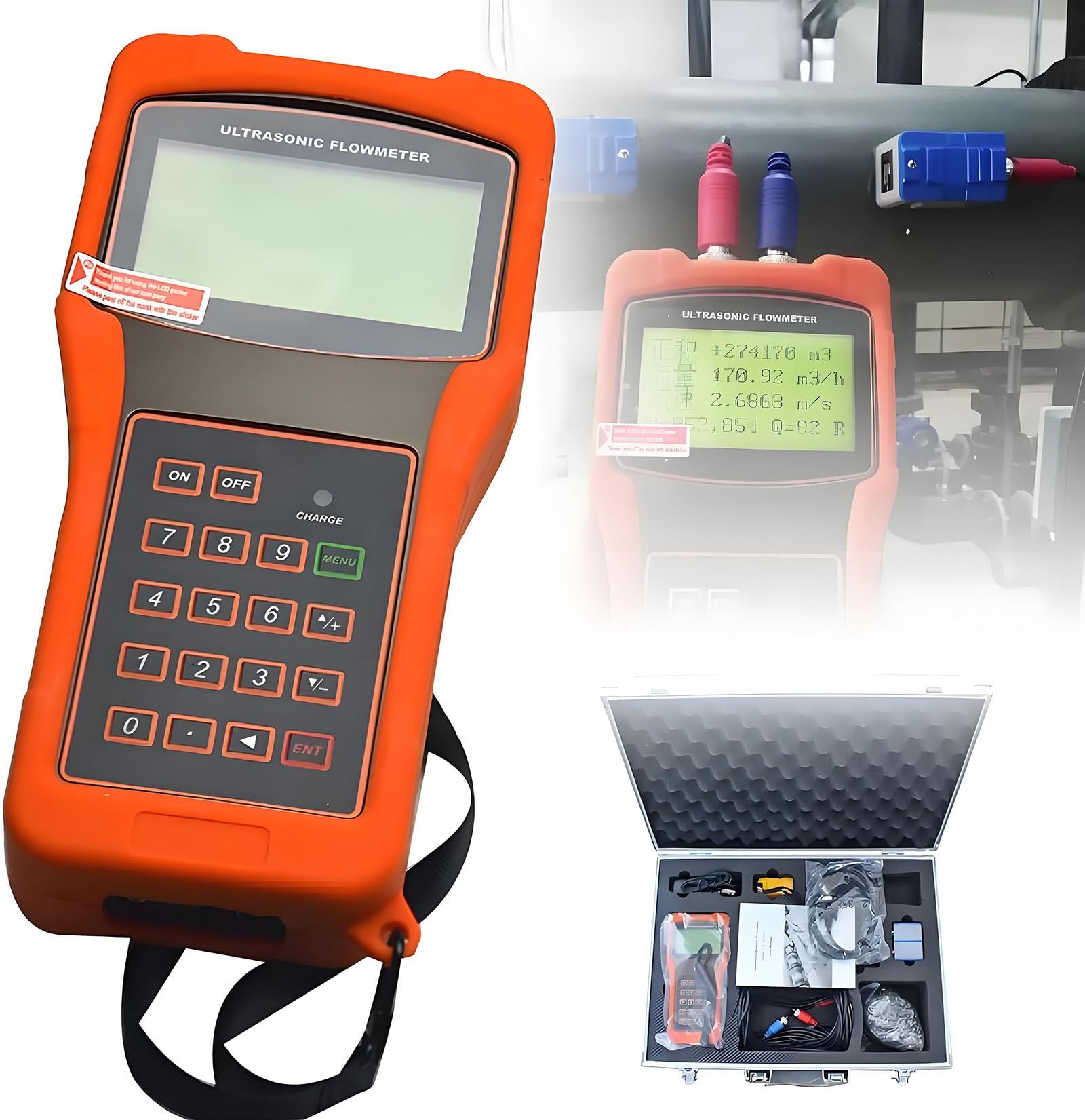 Caudalímetro Digital Portátil De Líquidos, Caudalímetro Ultrasónico, Caudalímetro De Abrazadera, Caudalímetro Ultrasónico Portátil para Uso Industrial DN6000