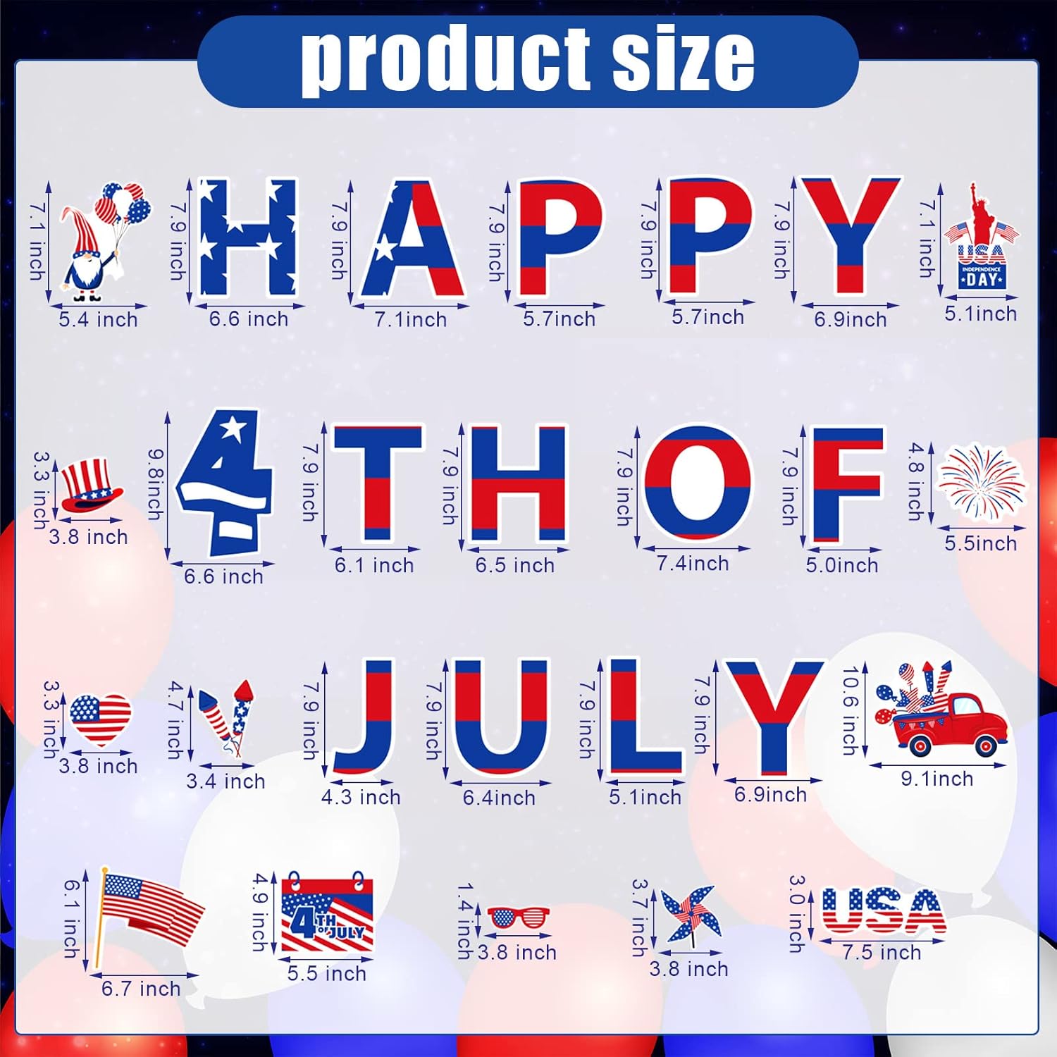 Hoolerry 26 Pcs Holiday Garage Door Magnets 250th Anniversary Patriotic Garage Door Decoration for 4th of July Independence Day Magnet Decals Flag Truck Gnome Refrigerator Magnetic Stickers