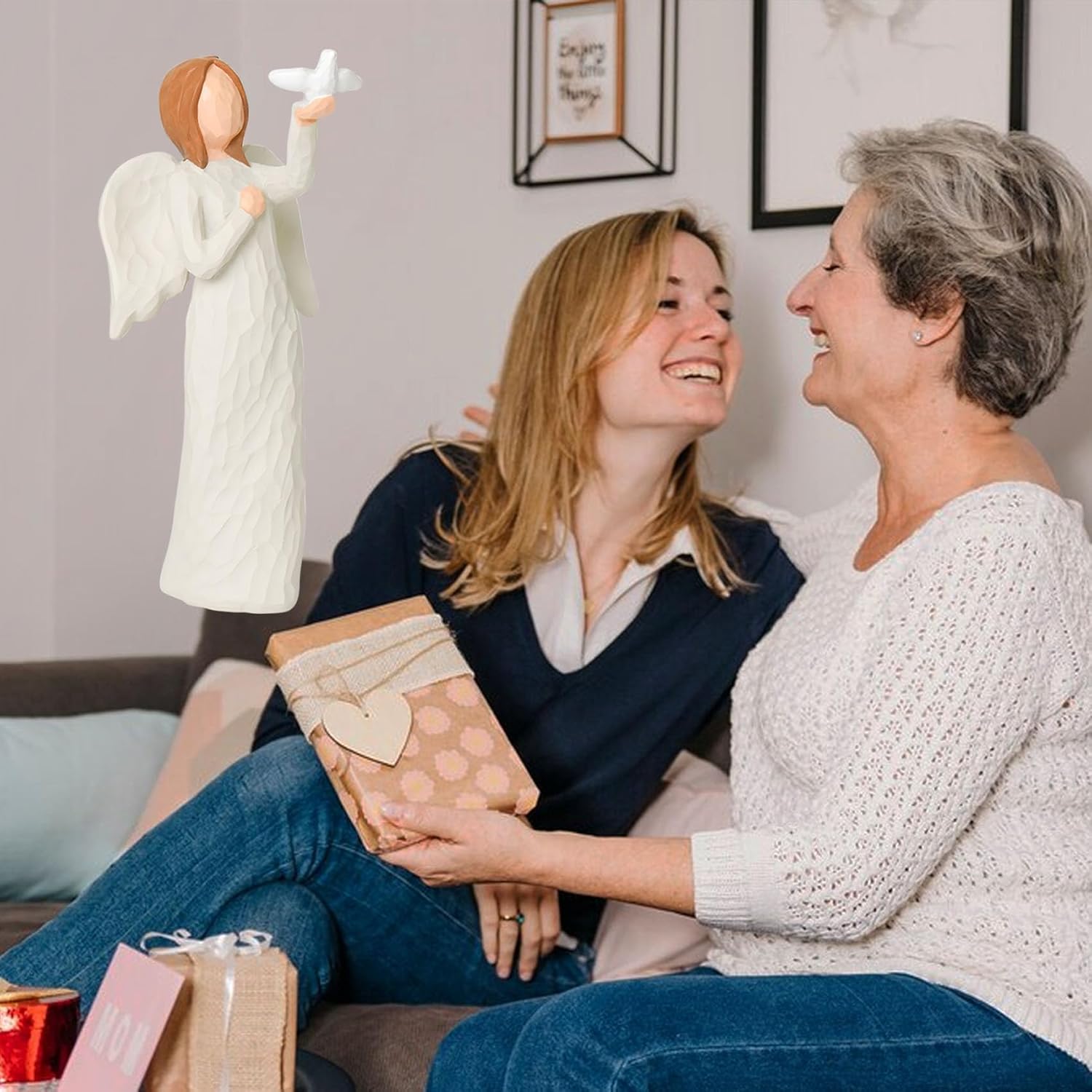 Angel Figurines for Women, Sympathy Gifts for Loss of Loved One, Guardian Angel Holding Doves Statue, Sculpted Hand-Painted Figurine Christian Catholic Religious Gifts for Peace Freedom Love - Image 7