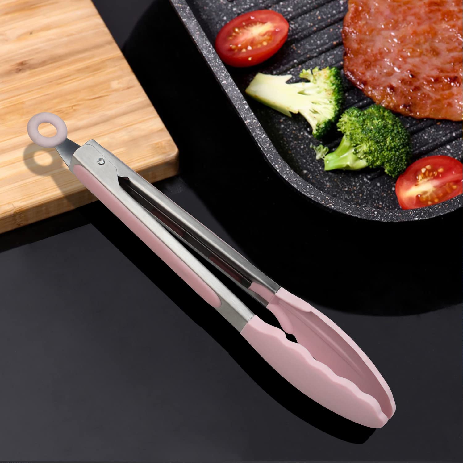 Silikon-Küchenzange 2er-Set, 22,9 Cm – Lebensmittelecht, Hitzebeständig Bis 480°F – Mit Edelstahlgriff & Verriegelung