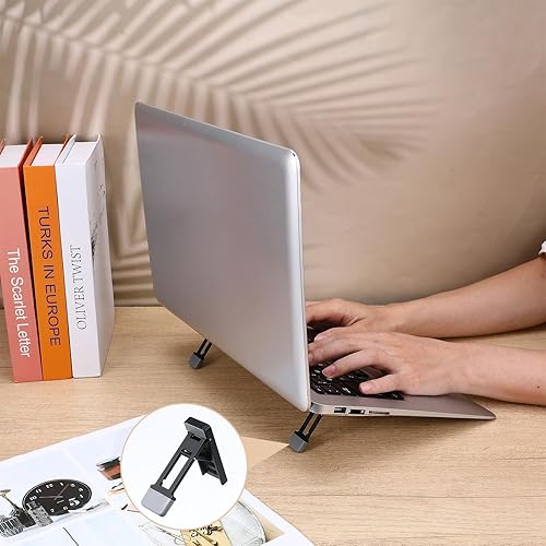 Miniatura 5 de 4 piezas de soporte portátil para computadora portátil para escritorio, soporte elevador de teclado, ergonómico con almohadillas antideslizantes,
