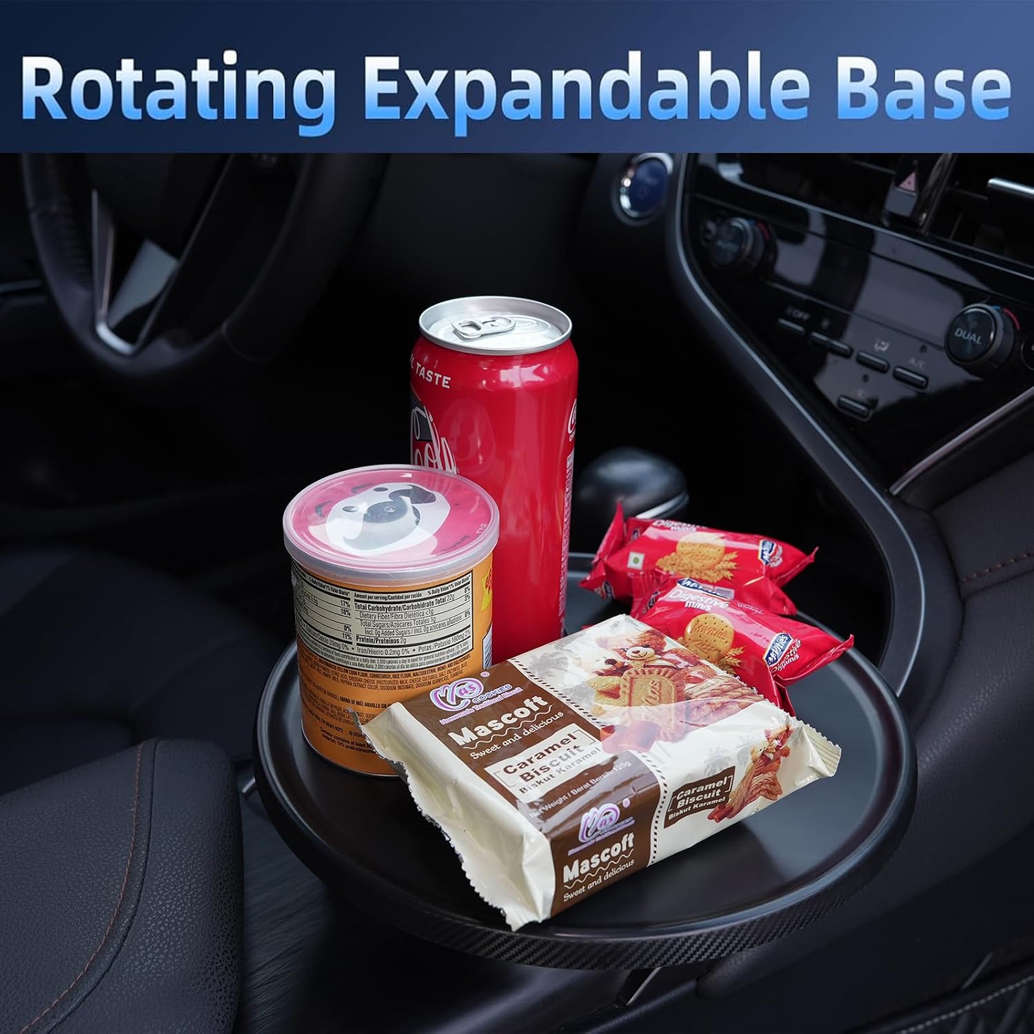 Cup Holder Car Tray, Car Cup Holder Tray Table for Snak Dining & Work, Universal Swivel Arm fit for Most Vehicles (Matte Black)