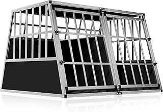 CADOCA® Hundetransportbox Aluminium Hundebox Kofferraum robust verschließbar trapezförmig XXL 97x90x70cm Reisebox Autobox Tiertransportbox product image