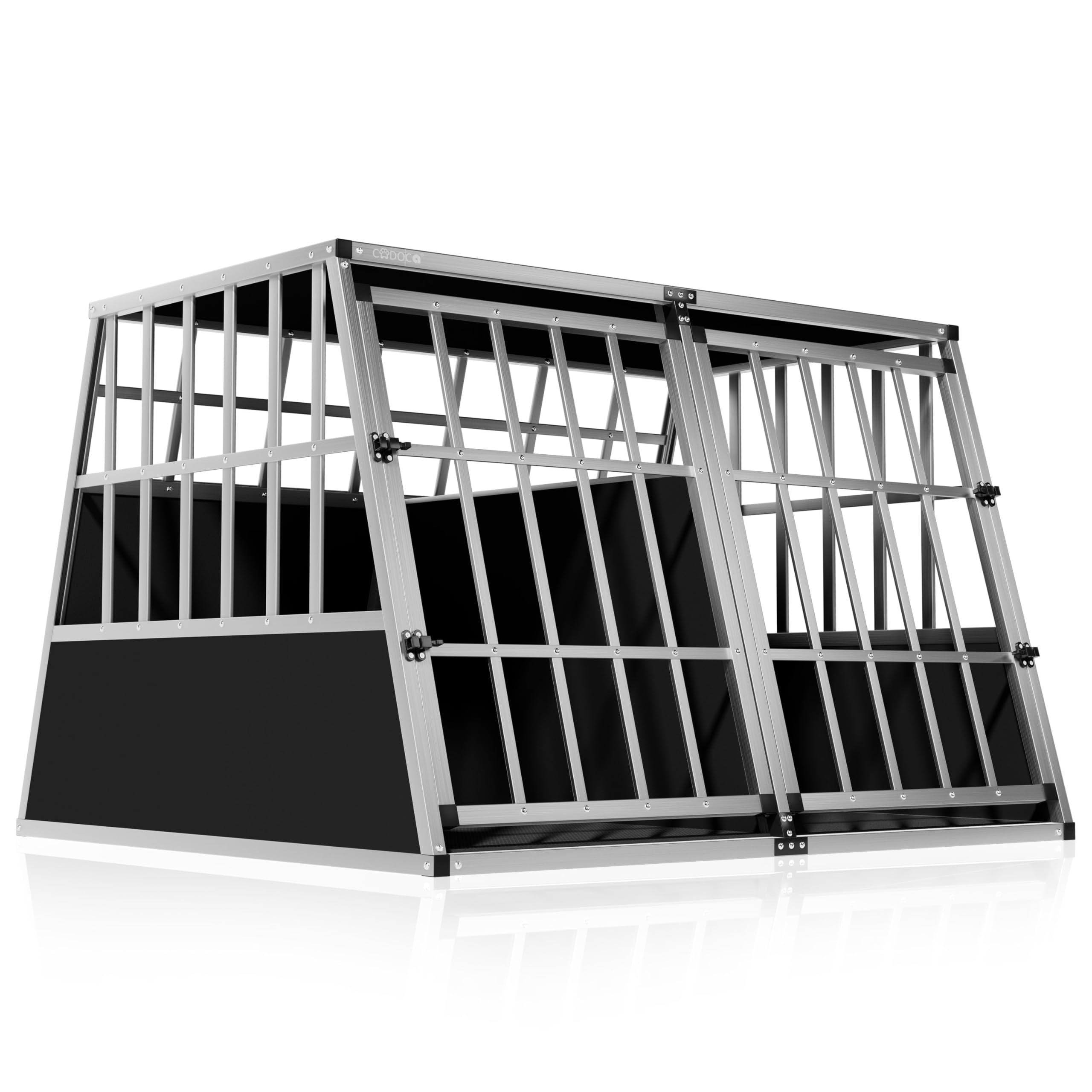 CADOCA Hundetransportbox – Aluminium, XXL, 97x90x70 cm, trapezförmig