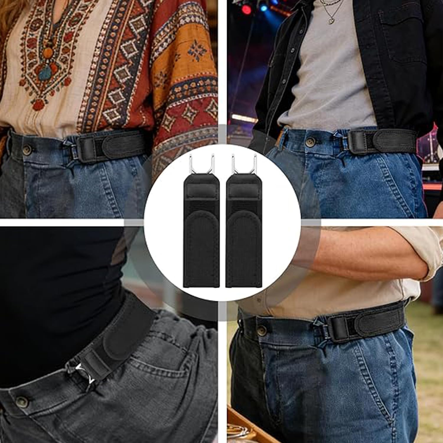 FiveMileBro Cinturón Sin Hebilla, Cinturón con Gancho Metálico, Elástico Invisible Ajustable, Unisex para Hombre y Mujer, Ideal para Jeans, Vestidos, Trabajo, Viajes y Uso Diario — view 6