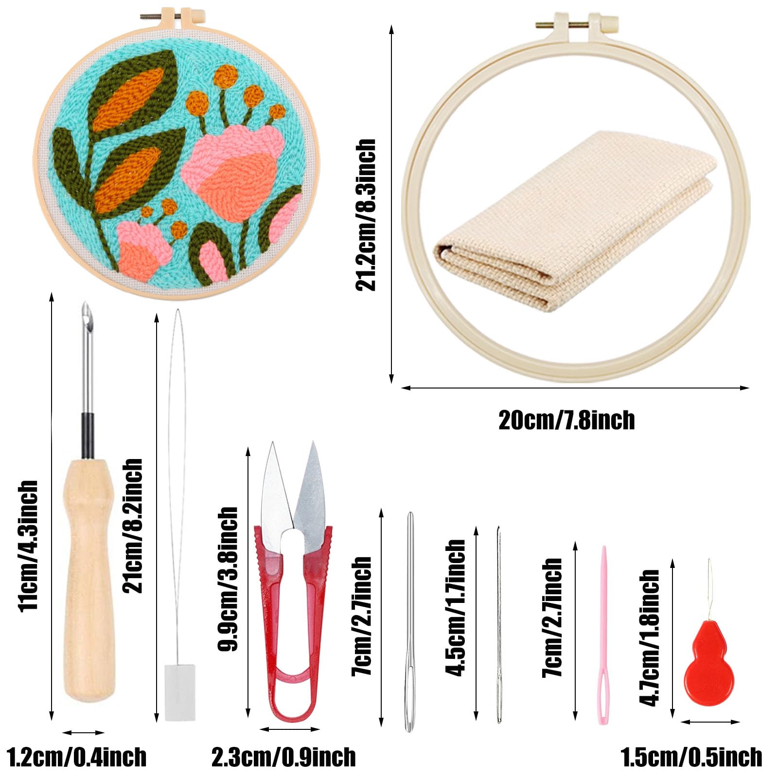 Woohome Punch Needle Kit Complet Avec Instructions - Motif Avispa Y Mariposas - Cercle 20cm