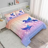 Vista 112 de Black Blue Butterfly Comforter Set for Girls Women,Boho Butterfly Sun and Moon Mandala Printed Bedding Set with 2 Pillowcases(Black Blue Twin)