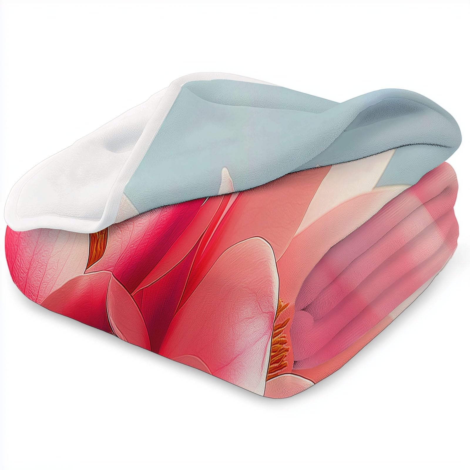 Genérico Manta Franela para Cama Crema, Ultra Suave Mantas Estampado Exquisito Flor Magnolia para Sofa 200 x 200 cm - Cálida y Acogedora para Cama Sofá Oficina Coche Viajes Camping