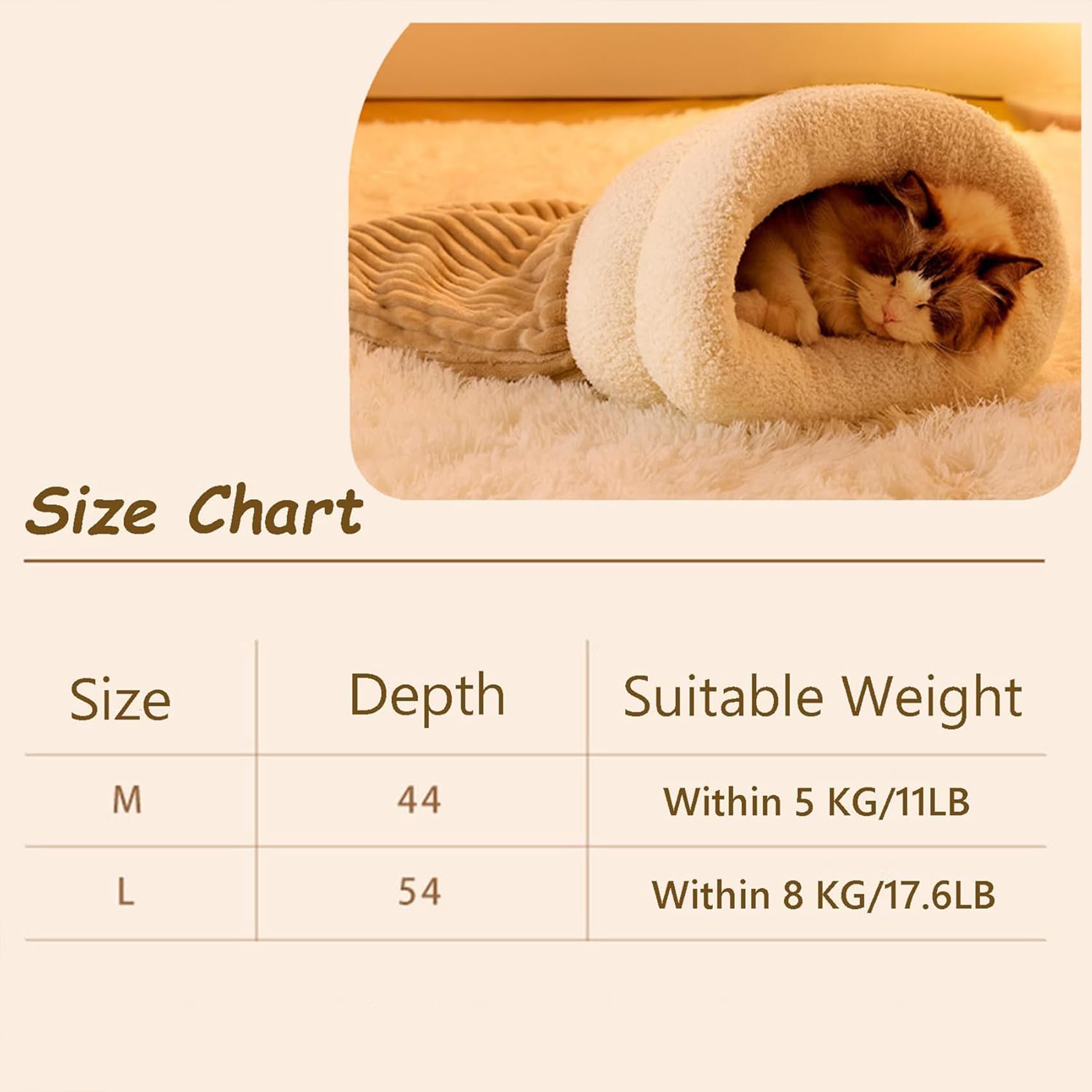 Cat Sleeping Bag, Cat Sleeping Bag for Indoor Cats, Cat Winter Sleeping Bag, Cat Bed Cave, Winter Cat Sleeping Bag for Cats, 360°Wrap Comfortable Soft Plush Sack Self Warm Pet Snuggle Sack (L,Gray)