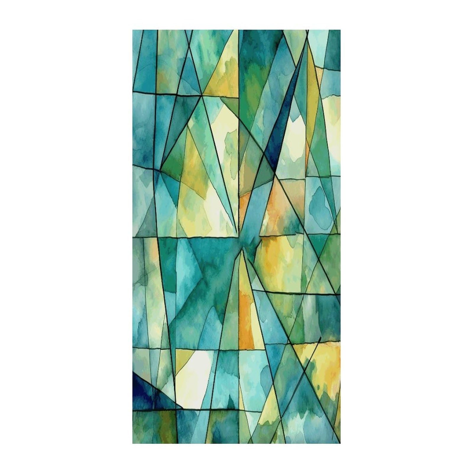 Fekiloot Style Green Geometric Pattern Door Curtain Room Divider Curtains