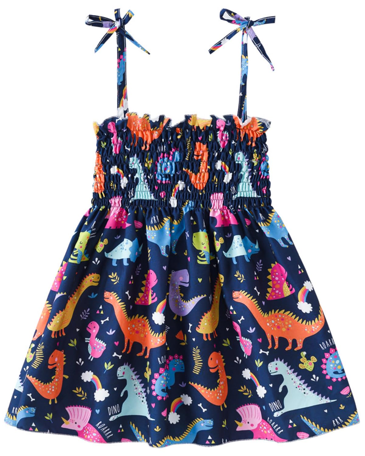 CM-Kid Toddler Girl Sleeveless Dinosaur Sunflower Dresses Summer Beach Outfit Strawberry Butterfly Ladybugs Sundress
