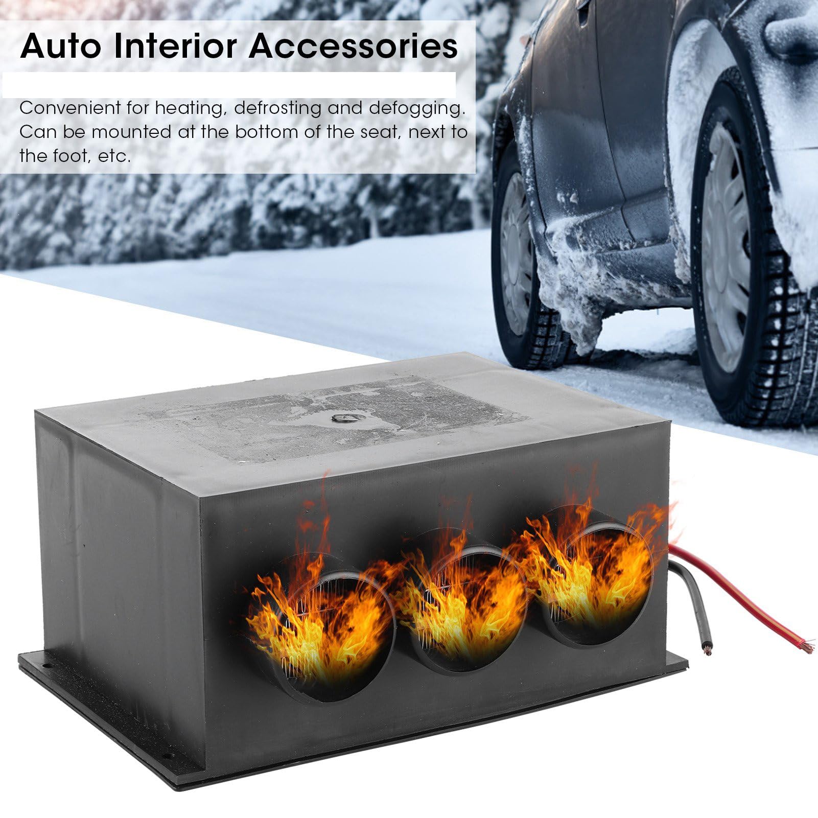 Yosoo Health Gear Chauffage de Voiture 12 V, 300 W, 3 Trous, Dégivreur de Pare-Brise Portable, Chauffage d'hiver, Dégivreur de Pare-Brise de Voiture, élimination du Brouillard pour Camping-Cars,