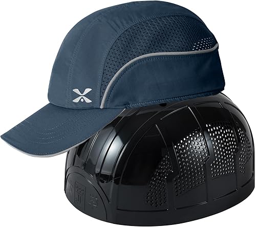 Miniatura 10 de Gorra de béisbol de seguridad ligera para protección de la cabeza, gorra de protección de cabeza transpirable (M18112-verdeazul-largo)