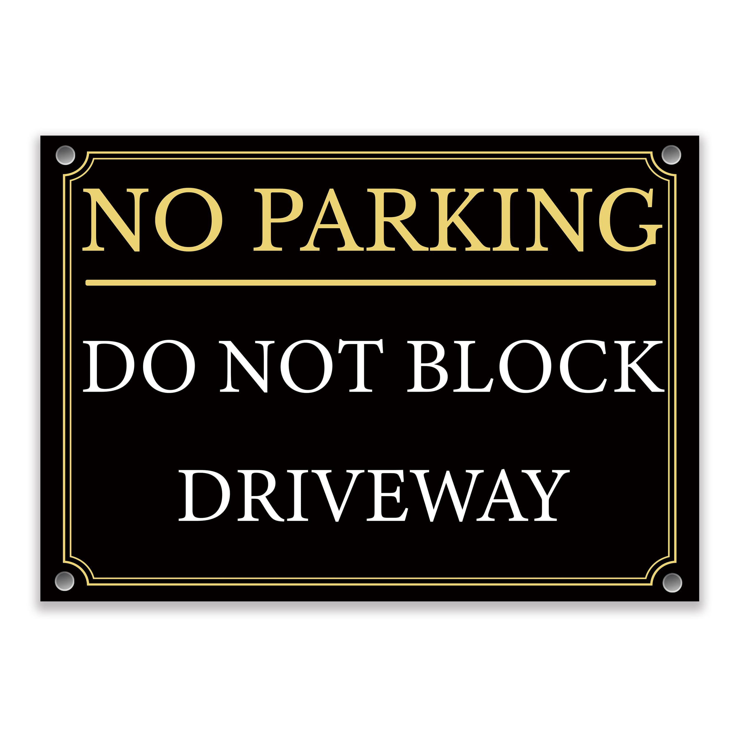 LP Lifestyle No Parking Sign – Do Not Block Driveway, Weatherproof PVC Outdoor Notice, Black & Gold Professional Private Parking Sign No. 063 (A3 (297mm x 420mm) – Holes)