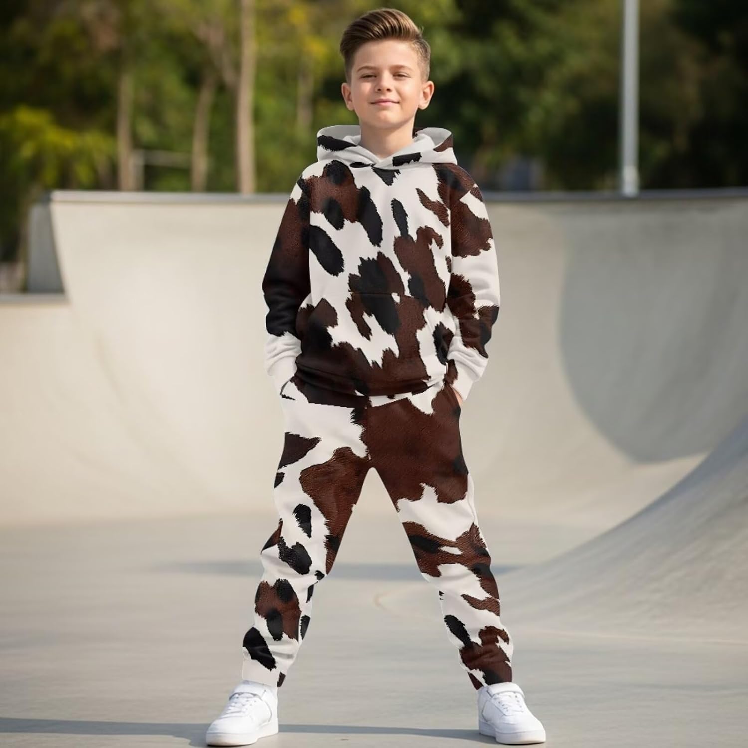 doginthehole Boys Sweatsuits Two Pieces Graphic Hoodies Sweatshirt and Sweatpants Set Fall Outfit Sets for Boy 5-12Y