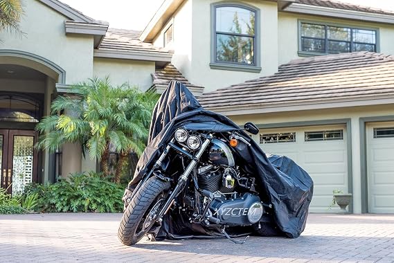 XYZCTEM New Generation Motorcycle Cover -All Weather Black XL Large