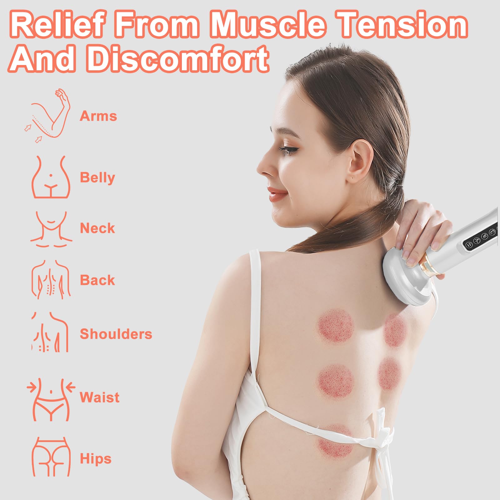 Dispositivo de Masaje de Ventosas Eléctrico,Masajeador Anticelulítico para Piernas/Abdomen/Manos, Dispositivo Anticelulítico,Cámara de Drenaje Linfático con 12 Programas y 4 Modos (Blanco)