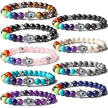 9pcs Blue Evil Eye Charm Beaded Bracelet Set