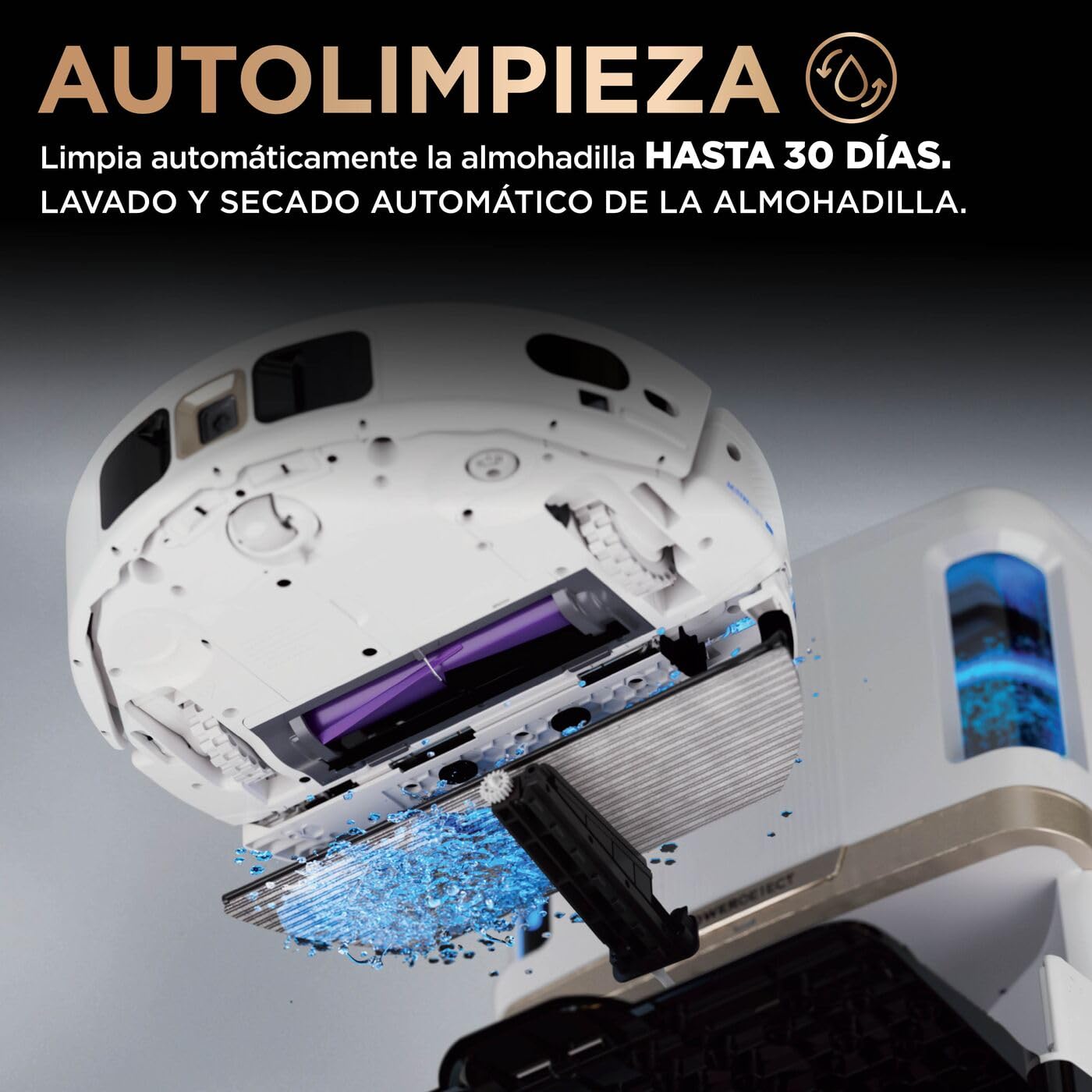 Shark PowerDetect, Robot Aspirador y Mopa 2 en 1, Blanco, AV2800ZEEUWH | Base NeverTouch Pro con Limpieza, Carga y Vaciado Automáticos, 60 Días, Navegación 3D y LiDAR, NeverStuck, Wifi/app