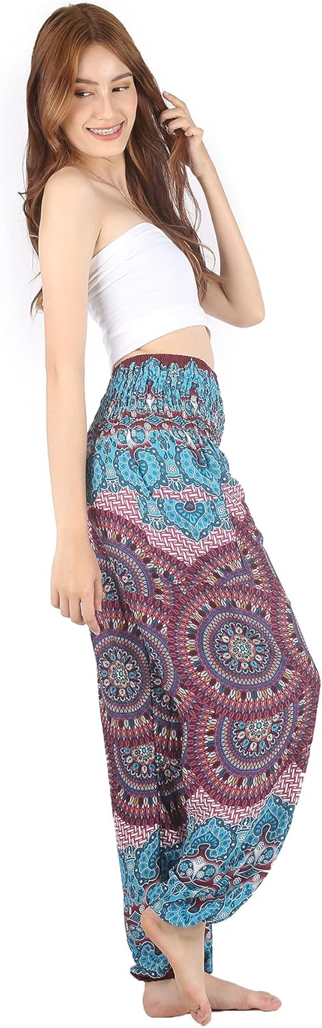Boho Pants 2-Pocket Flowy Harem Pants Women for Yoga Travel Hippie Clothes - Image 2
