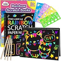 ZMLM 2-Pack Rainbow Scratch Notebooks - Mess-Free Art Crafts Toys for Kids 3-10, Easter Basket Stuffers, Birthday Gifts (Pink)