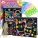 ZMLM Scratch Paper Art-Crafts Gift: 2 Pack Rainbow Notebooks Supplies Toys Easter Basket Stuffers for 3 4 5 6 7 8 9 10 Years Old Girls and Boys Kids Birthday Party Games (Pink)